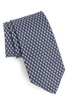 Men's Salvatore Ferragamo Eraldo Print Silk Tie, Size - Blue