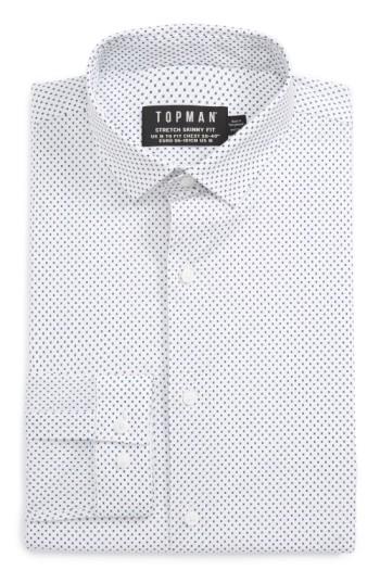 Men's Topman Skinny Fit Dot Print Dress Shirt - White