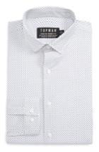 Men's Topman Skinny Fit Dot Print Dress Shirt - White