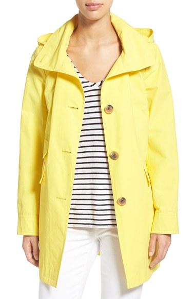 Women's Ellen Tracy A-line Sailcloth Coat With Detachable Hood