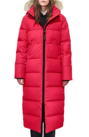 Petite Women's Canada Goose Mystique Fusion Fit Down Parka With Genuine Coyote Fur, Size P (000-00p) - Red