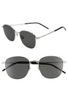 Men's Saint Laurent 56mm Square Sunglasses - Silver