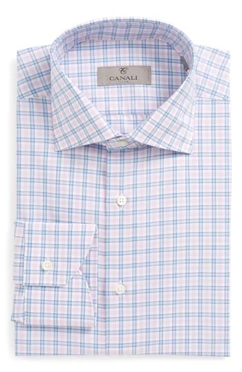 Men's Canali Regular Fit Plaid Dress Shirt - Pink