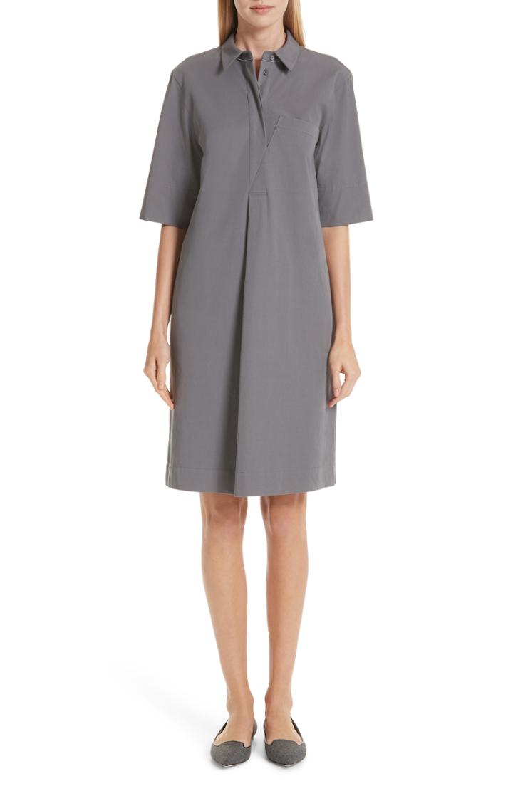 Women's Lafayette 148 New York Casper Stretch Cotton Shirtdress - Grey