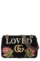 Gucci Gg Marmont Loved Velvet Shoulder Bag -