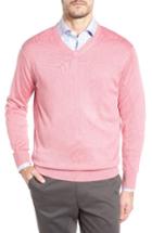 Men's Peter Millar Silk Blend V-neck Sweater - Pink