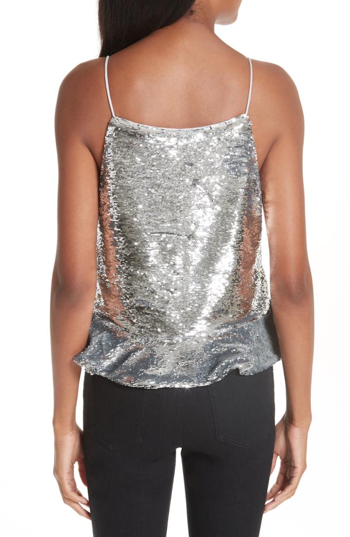 Women's Ganni Sonora Sequin Top Us / 36 Eu - Metallic
