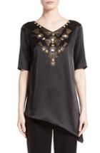 Women's St. John Collection Embellished Satin Top