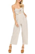 Women's Astr The Label Mara Strapless Cotton & Linen Jumpsuit - Beige