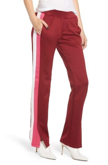 Women's Pam & Gela Microscuba Side Slit Track Pants, Size - Burgundy