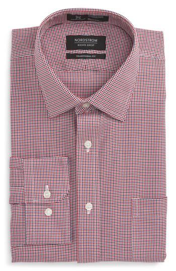 Men's Nordstrom Men's Shop Smartcare(tm) Traditional Fit Houndstooth Dress Shirt 32/33 - Red