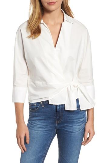 Women's Melloday Side Tie Poplin Top - White