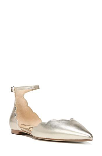Women's Sam Edelman Rowan Scalloped Pointy Toe Flat .5 M - Metallic