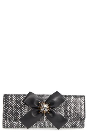 Badgley Mischka Chay Genuine Snakeskin Clutch - Metallic