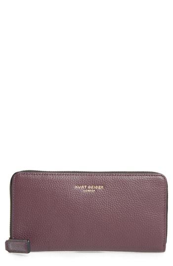 Women's Kurt Geiger London Zip Around Leather Wallet - Burgundy