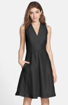 Women's Alfred Sung V-neck Dupioni Cocktail Dress - Black