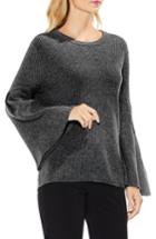 Petite Women's Vince Camuto All Over Rib Bell Sleeve Sweater P - Grey