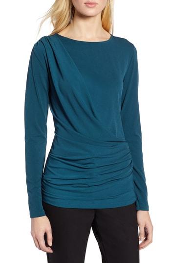 Women's Halogen Drape Front Jersey Top - Blue/green