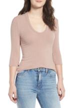 Women's Bp. U-neck Rib Knit Top - Brown