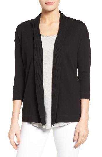 Women's Chaus Cotton Open Front Cardigan - Black