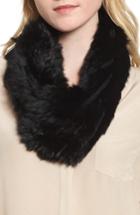 Women's Vincent Pradier Genuine Rabbit Fur Infinity Scarf, Size - Black