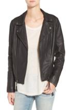 Women's Treasure & Bond Quilted Leather Moto Jacket, Size - Black