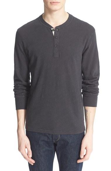 Men's Rag & Bone Standard Issue Slub Cotton Henley - Black