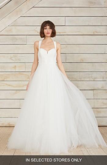 Women's Nouvelle Amsale Gayle Taffeta & Tulle Ballgown, Size In Store Only - White