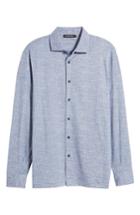 Men's Bugatchi Regular Fit Marled Knit Sport Shirt, Size - Blue