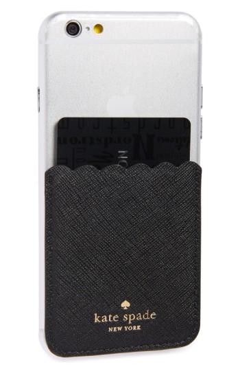 Kate Spade New York Scallop Leather Stick-on Smartphone Case Pocket - Black