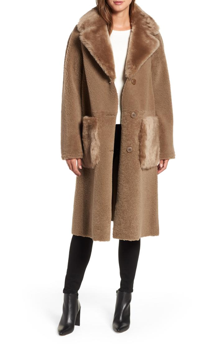 Women's Nobis Hooded Down Parka With Genuine Coyote Fur Trim, Size - Black