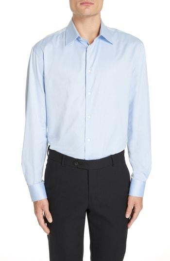 Men's Emporio Armani Trim Fit Stretch Solid Dress Shirt - Blue