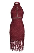 Women's Bardot 'gemma' Halter Lace Sheath Dress - Burgundy