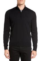 Men's John Smedley 'tapton' Quarter Zip Merino Wool Sweater, Size - Black