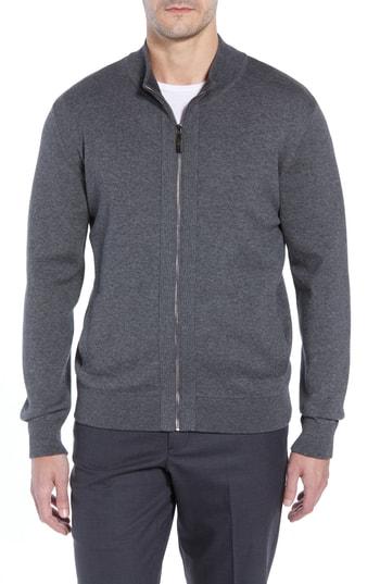Men's Corneliani Cotton Blend Zip Cardigan Us / 50 Eu - Grey