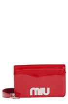 Miu Miu Vernice Crystal Logo Patent Leather Shoulder Bag - Red