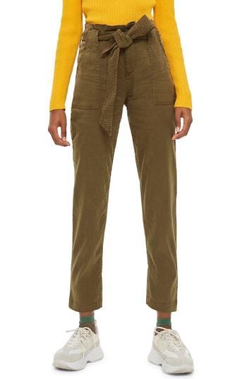 Petite Women's Topshop Popper Utility Trousers P Us (fits Like 00p) - Green