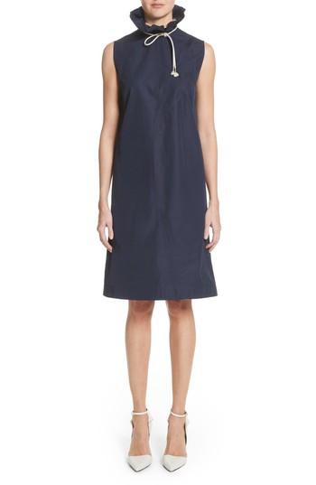 Women's Calvin Klein 205w39nyc Ruffle Neck Poplin Dress Us / 36 It - Blue