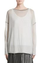 Women's Lafayette 148 New York Sequin Trim Sweater With Tank - Grey