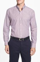 Men's Cutter & Buck 'epic Easy Care' Classic Fit Wrinkle Resistant Stripe Sport Shirt, Size - Black