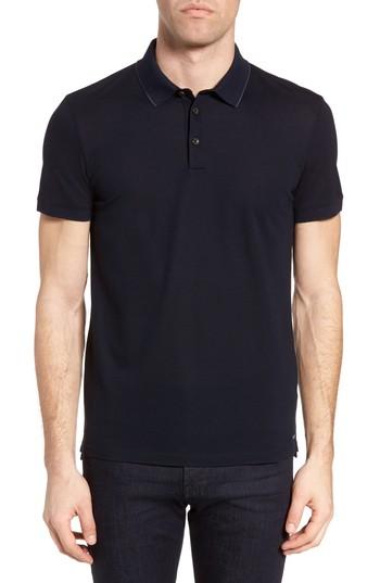 Men's Boss Penrose Mercerized Cotton Polo - Blue