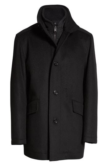 Men's Boss Coxtan Wool Fit Car Coat, Size 36r - Black