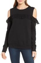 Women's Halogen Ruffle Cold Shoulder Sweatshirt