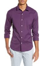 Men's Bonobos Slim Fit Houndstooth Tech Sport Shirt R - Purple