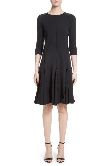 Women's Armani Collezioni Seamed Jersey Fit & Flare Dress - Blue