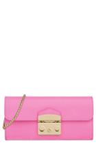 Women's Furla Metropolis Leather Wallet On A Chain - Pink