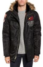 Men's Schott Nyc N3-b Snorkel Flight Jacket With Faux Fur Trim & Lining - Black