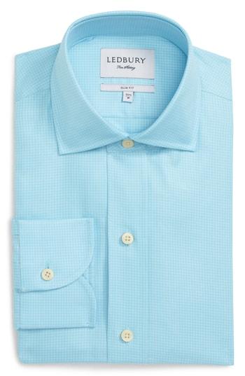 Men's Ledbury Innis Slim Fit Check Dress Shirt - Blue