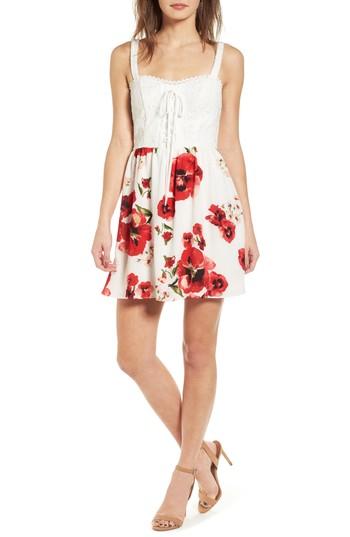 Women's Speechless Lace Floral Fit And Flare Dress - Ivory