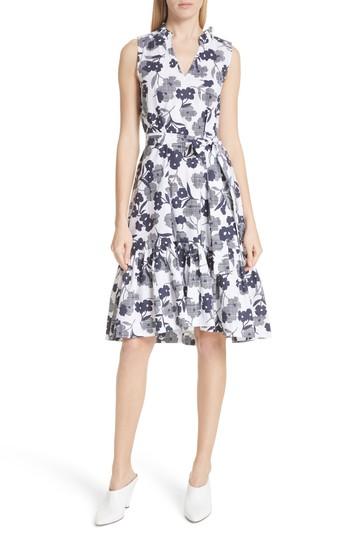 Women's Kate Spade New York Shadows Fit & Flare Poplin Dress, Size - Blue